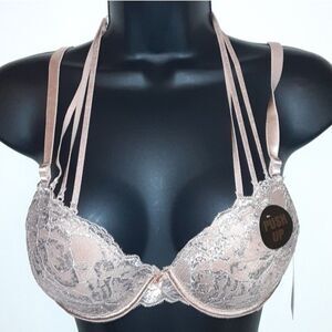 Youmita 36B Tuscany Metallic Lace Strappy Push Up Bra NWT